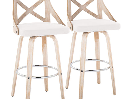 Charlotte - Farmhouse Fixed Height Bar Stool With Swivel And Round Footrest (Set of 2)