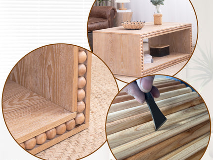Beaded Edge Coffee Table With Open Storage Shelf