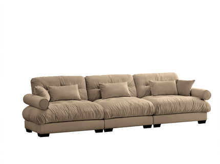 Modern Oversize Sofa With Cloud Like Comfort, Featuring Waist And Throw Pillows