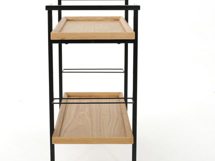 Modern Industrial Bar Cart With Shelving And Casters