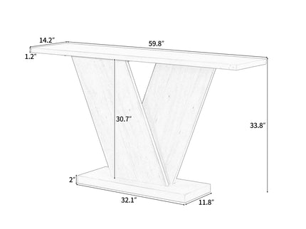 Console Table With V Shape Base, Sculptural Entryway Accent