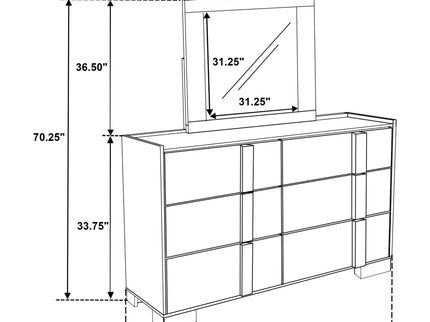 Lincoln - 6 Drawer Dresser With Mirror - Natural
