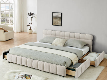 Modern Platform Bed Frame With Thick Fabric