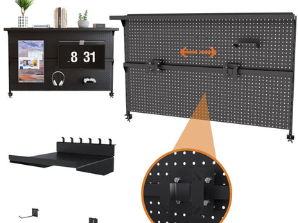 Clamp On Desk Pegboard With Single Monitor Stand