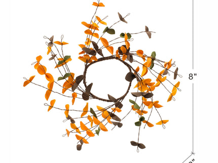 Fall Leaves Wreath, Botanicals Decor For Harvest Festival Fall Festival & Thanksgiving Table Decorations (Set of 12) - Orange Multi