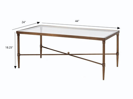 Metal Rectangle Coffee Table With Tempered Glass Top - Bronze
