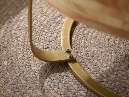 Modern Round Coffee Table With Wooden Carving Pattern