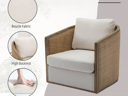 Barrel, Comfy Round Accent Sofa Chair With 360 Degree Swivel, Leisure Arm