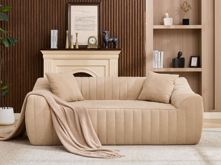 Oversized 2 Seater Loveseat With 2 Decor Throw Pillows, Deep Seat Sofa For Living Rooms