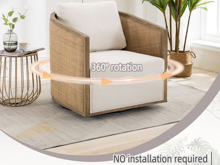 Barrel, Comfy Round Accent Sofa Chair With 360 Degree Swivel, Leisure Arm