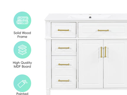Bathroom Vanity With Sink, 4 Drawers, 2 Doors