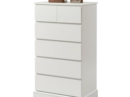 6 Drawer Tall Dresser With Concealed Handles, Vertical Storage Cabinet For Bedroom - White