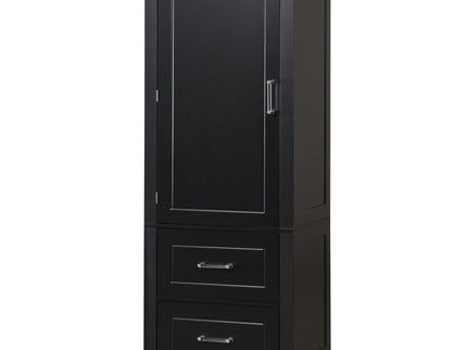 Tall Freestanding Bathroom Storage Cabinet With 2 Drawers And Adjustable Shelf