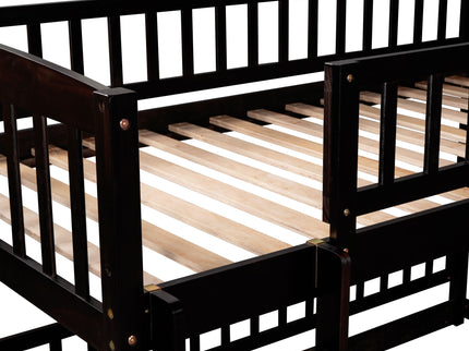 Low Bunk Bed With Slide, Fence And Ladder