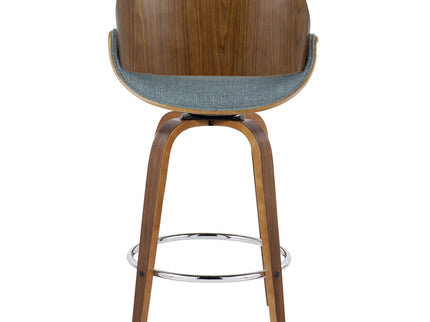 Fabrizzi - Mid Century Modern Fixed Height Counter Stool With Swivel With Round Footrest (Set of 2)