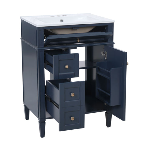 Bathroom Vanity With Top Sink, Storage Cabinet With 2 Drawers And Tip-Out Drawer