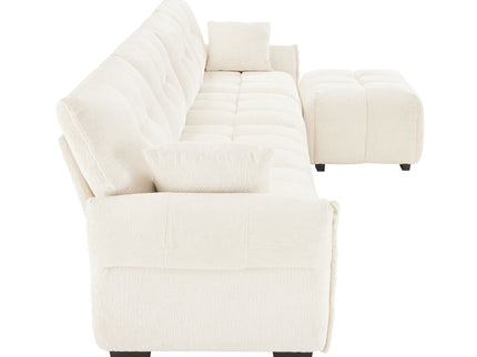 Sofa Set With Ottoman And Pillows, Textured, High Resilience Cushions