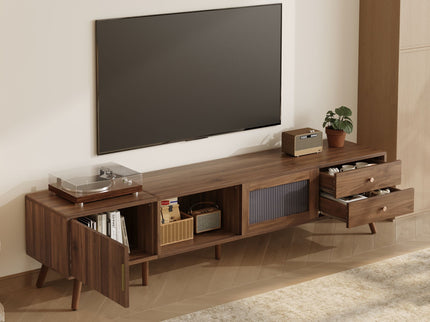 Doors TV Stand For TVs Up To 85", Entertainment Center With Storage Cabinets, TV Media Console Table For Living Room - Natural