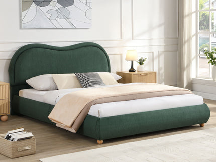 Upholstered Platform Bed Frame With Curved Headboard