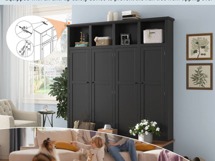 Hall Tree With Bench And Cabinet, 4 In 1 Entryway Bench With Coat Rack