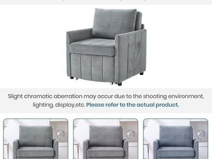 Upholstered Convertible Sleeper Sofa With 5 Position Backrest, Side Pockets, Storage