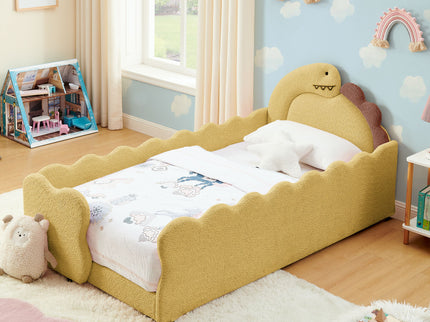 Cute Dinosaur Shaped Bed With Safety Guardrail, Toddler Frame