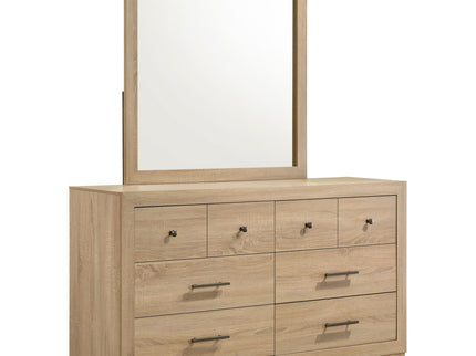 Merritt - 6 Drawer Dresser With Mirror - Light Oak