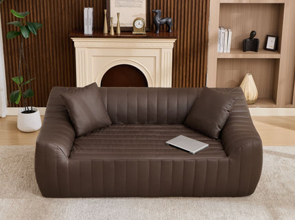 Oversized 2 Seater Loveseat With 2 Decor Throw Pillows, Deep Seat Sofa For Living Rooms