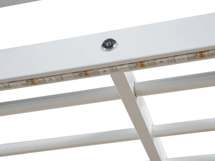 Loft Bed With Desk, Shelves, Power Outlet, LED Light And Wardrobe