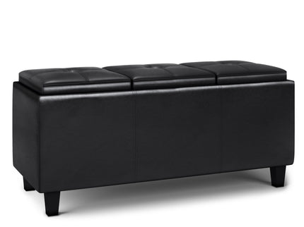 Avalon - Tray Storage Ottoman With Lift Up Lids - Midnight Black
