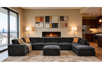 Custom Configuration Modular Sectional With Toss Pillows