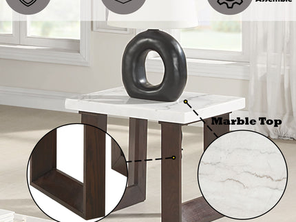 Edwyn - Natural Marble Top End Table
