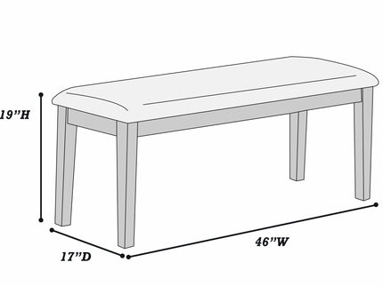 Cushion Padded Seat Dining Room Bench - Walnut