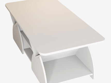 Geometric Engineered Coffee Table With Rounded Corners With Open Shelves