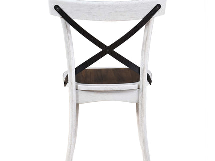 2 Pieces Set Dining Side Chair Rustic Modern Farmhouse Design Retro Design With Metal X Design - Antique Dark Oak / Antique White