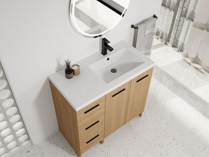 Wall Mounted Floating Bathroom Vanity With Sink, Door & Drawers Modular Cabinet