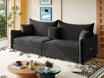 King Pull Out Sofa Bed, 3-In-1 Convertible Bed With 3 Pillows