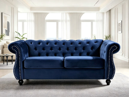 Chesterfield Button Tufted Loveseat With Rolled Arms
