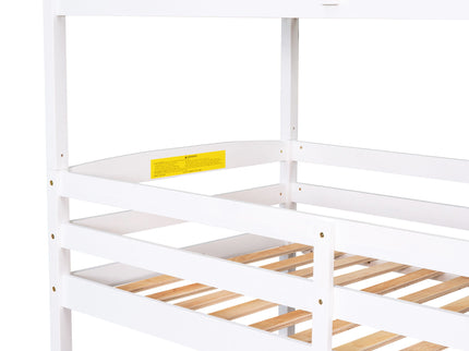 Twin Size Triple Bunk Bed With Storage Staircase, Separate Design - White