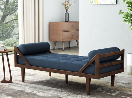Chic Contemporary Chaise Lounge With Button Tufting And Bentwood Structure