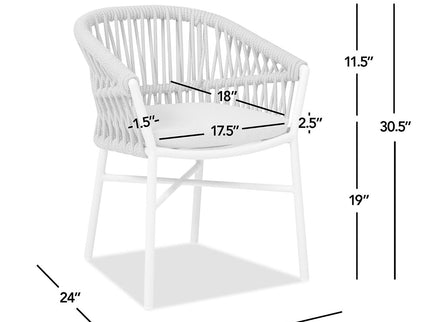 Maiden - Barrel Back Aluminum & Rope Outdoor Patio Dining Chair, Sunproof Olefin (Set of 2)