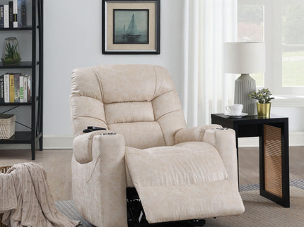 Nairi - Leather Aire Power Motion Recliner With Lift Heating Massage Function - Ivory
