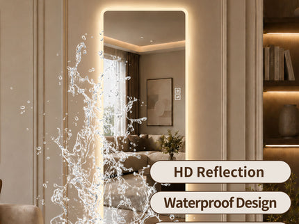 LED Full Length Mirror With Frosted Edge Lighting, 3 Color Temperatures
