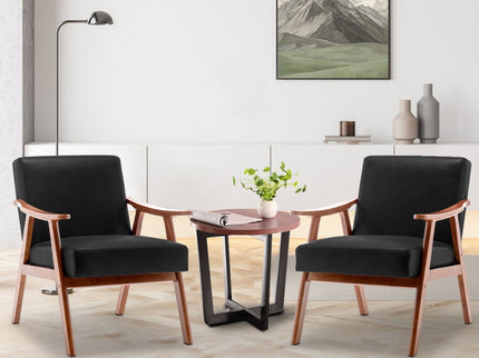 Mid Century Modern Accent Chair With Solid Wood Frame And Extra Thick Backrest