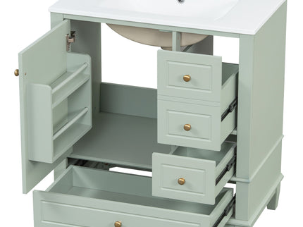 Freestanding Bathroom Vanity With Sink, Soft Close Door, 3 Drawers