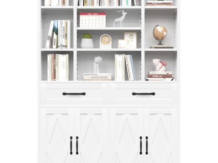 Industrial Bookcase Tall With Adjustable Shelves, Drawers & Doors