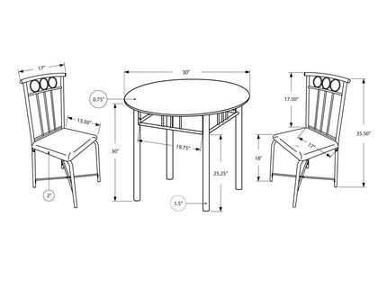 3 Pieces Dining Table Set, Small, Round, Contemporary & Modern