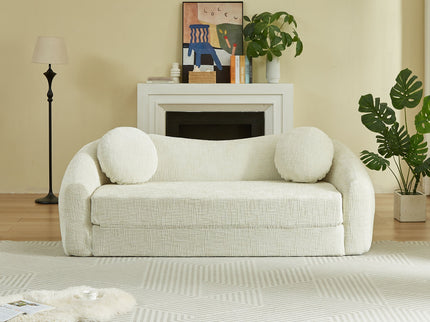 Curved Convertible Sofa, 2 In 1 Frameless Folding Sofa Bed With Pull Out Base And Deep Seat