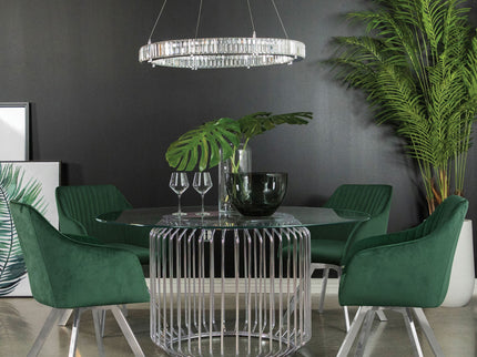 Tufted Swivel Dining Chair With Slim Sloped Arms - Green