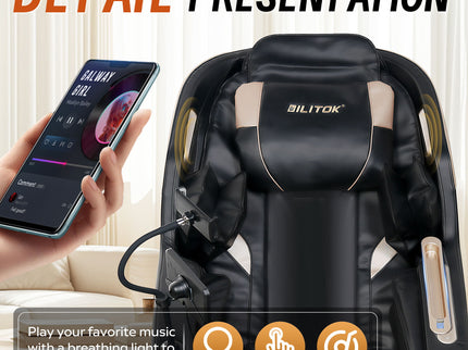 Massage Chair Recliner & Zero Gravity With Full Body Air Pressure - Black